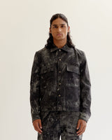 Skin Textured Batik Denim Jacket