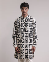Fossil Print Silk Kurta