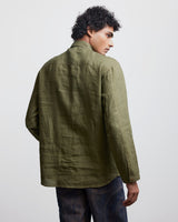FAUX BUTTON OLIVE HALF-PLACKET SHIRT