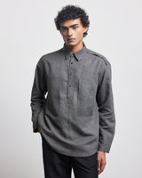 STONE FADED HALF-PLACKET SHIRT