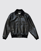BLACK LEATHER BOMBER