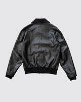 BLACK LEATHER BOMBER