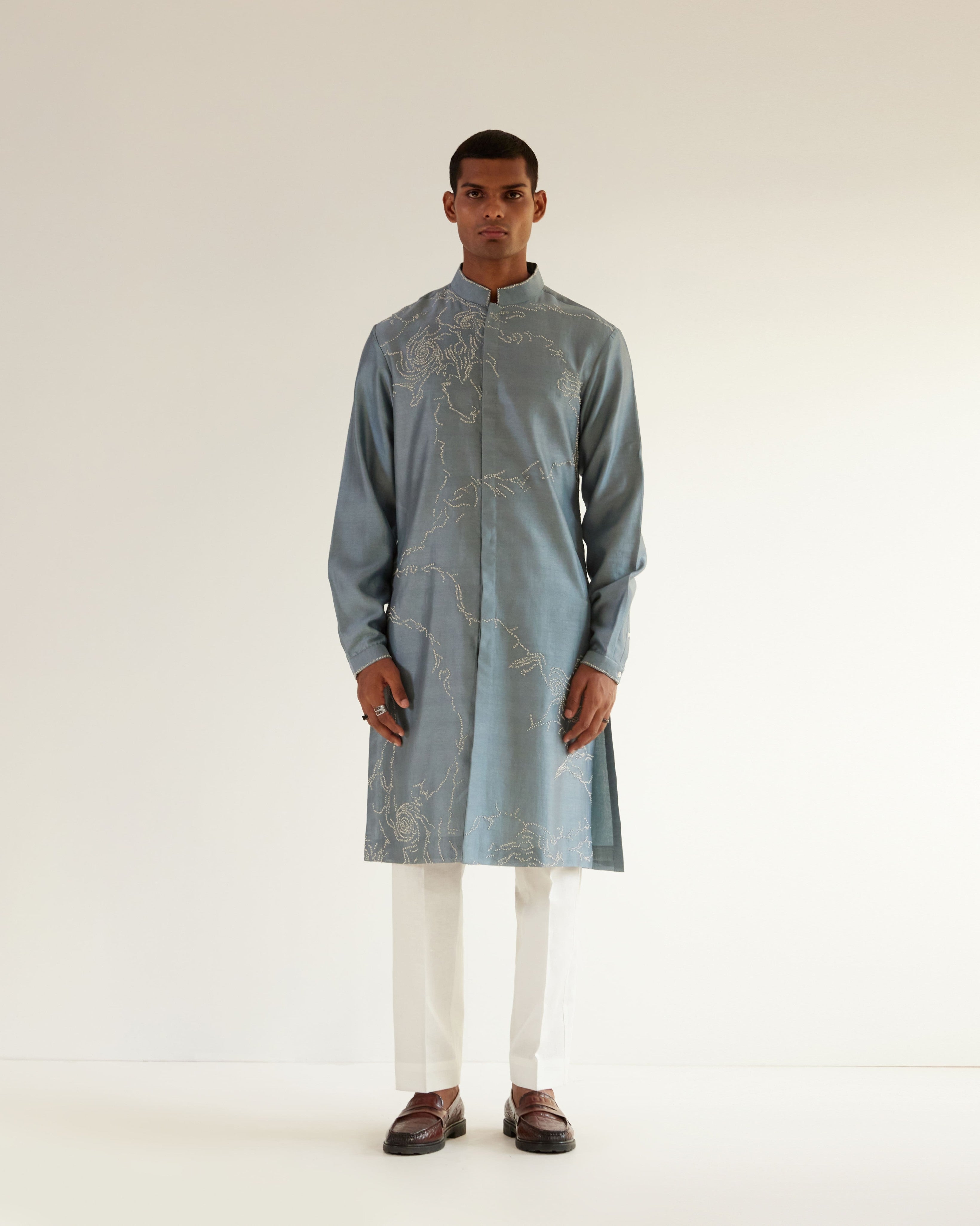 Black - Desert Thread Embroidery Ikat Unstitched Kurta Material (3.2M) 31