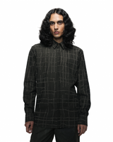 Broken Plaid Brown Shirt