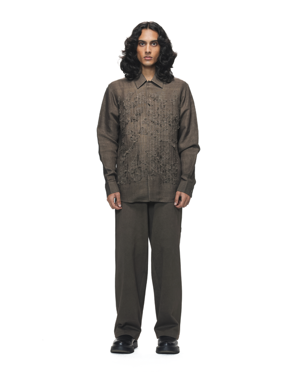 Brown Shredded Woodland Camo Shirt