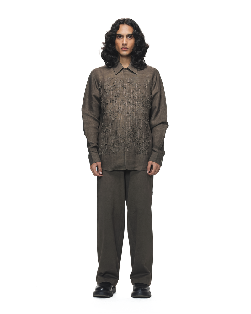 Brown Shredded Woodland Camo Shirt