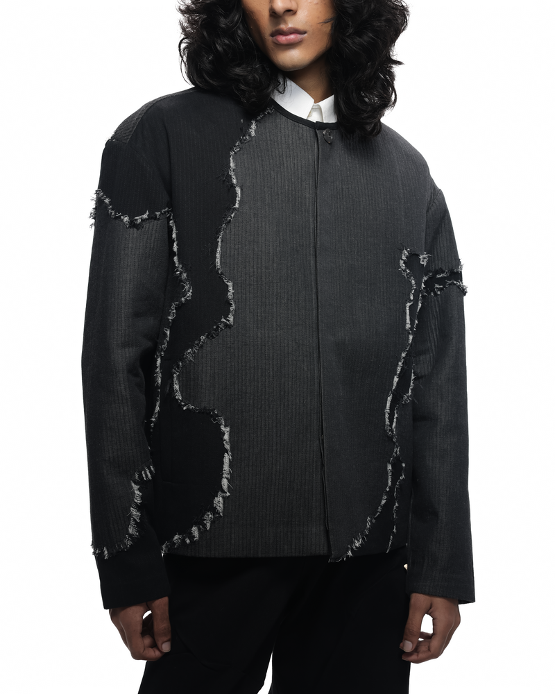 Frayed Canvas Applique Jacket