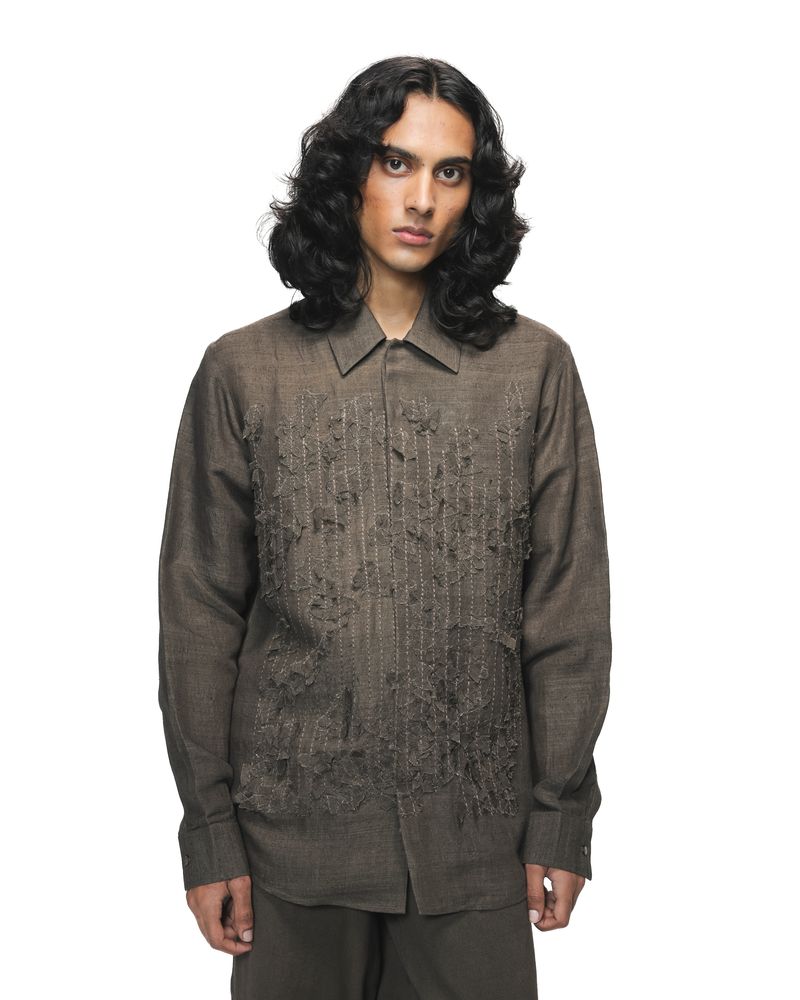 Brown Shredded Woodland Camo Shirt