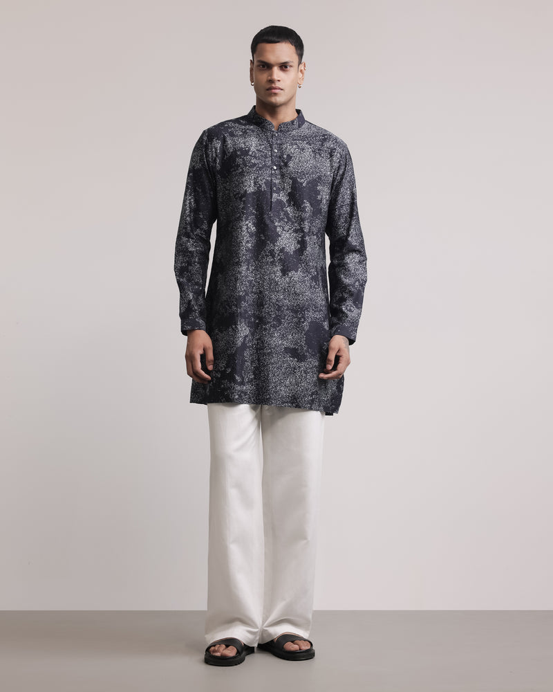 Dust Print Silk Kurta