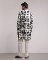 Fossil Print Silk Kurta