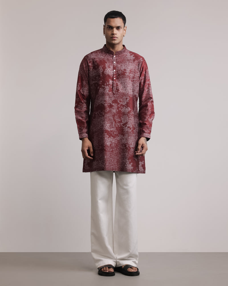 Dust Print Silk Kurta