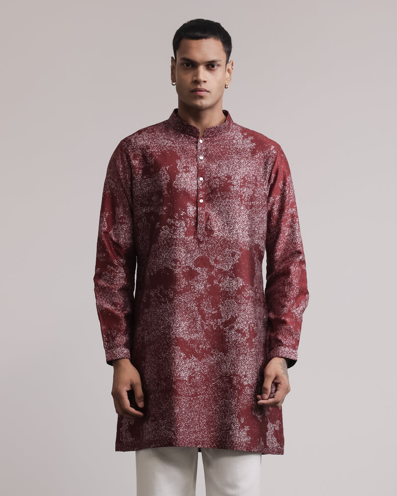 Dust Print Silk Kurta