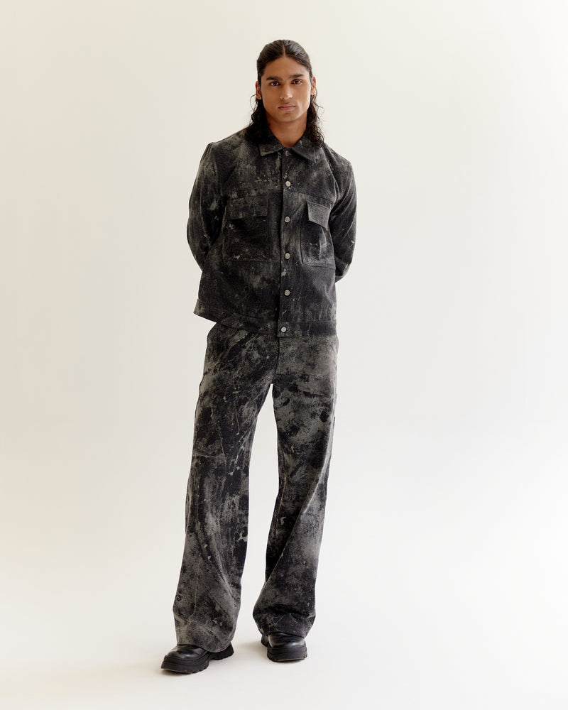 Skin Textured Batik Denim Jacket