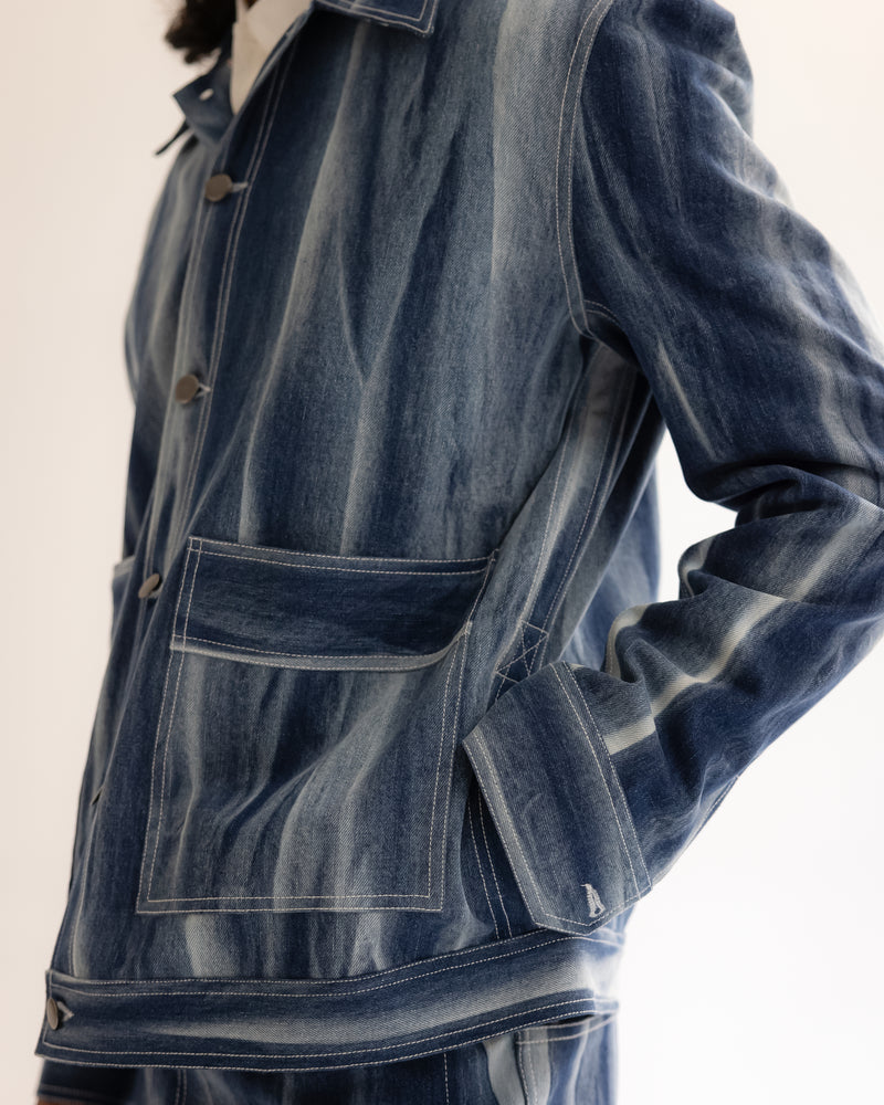 Creased Batik Denim Jacket