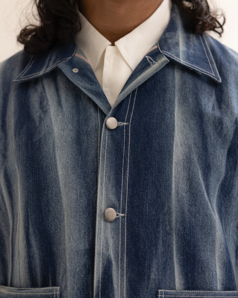 Creased Batik Denim Jacket
