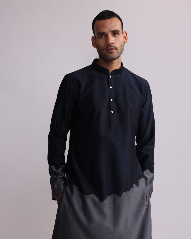HALF AND HALF KURTA WITH MATCHING PANTS