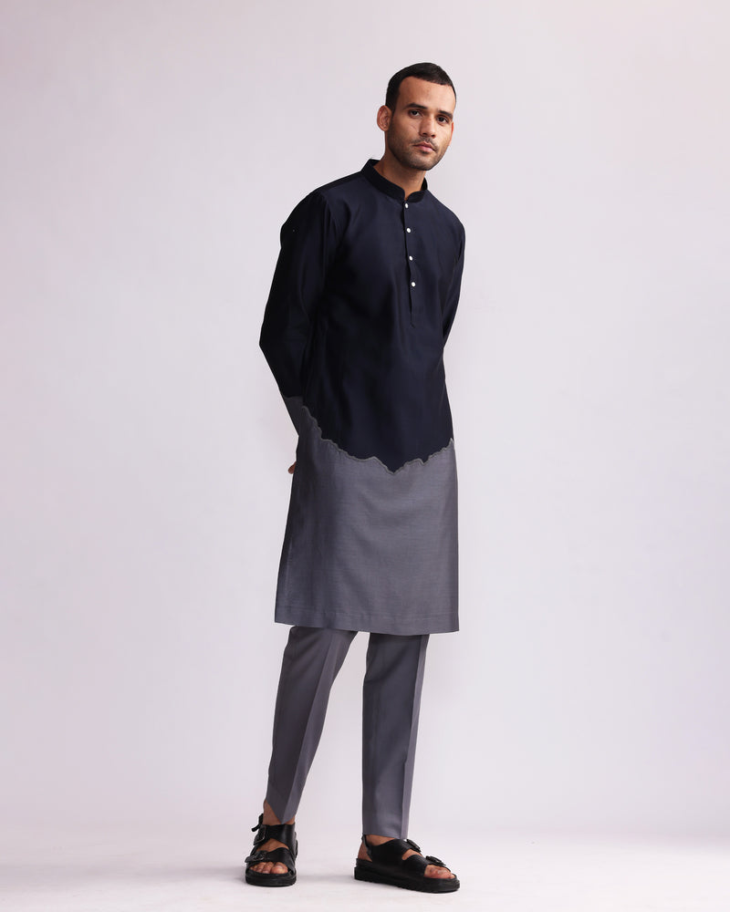 HALF AND HALF KURTA WITH MATCHING PANTS