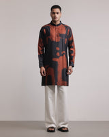 Upscale Fossil Print Silk Kurta