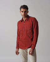 FLAP POCKET HALF-ZIPPER SHIRT