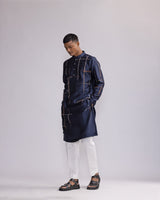 Placement Checks Hand Embroidered Olive Kurta Set