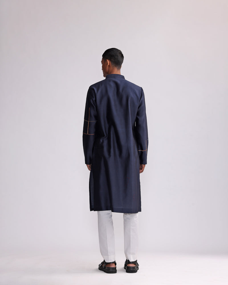 Placement Checks Hand Embroidered Olive Kurta Set