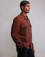 Rust coated denim jacket