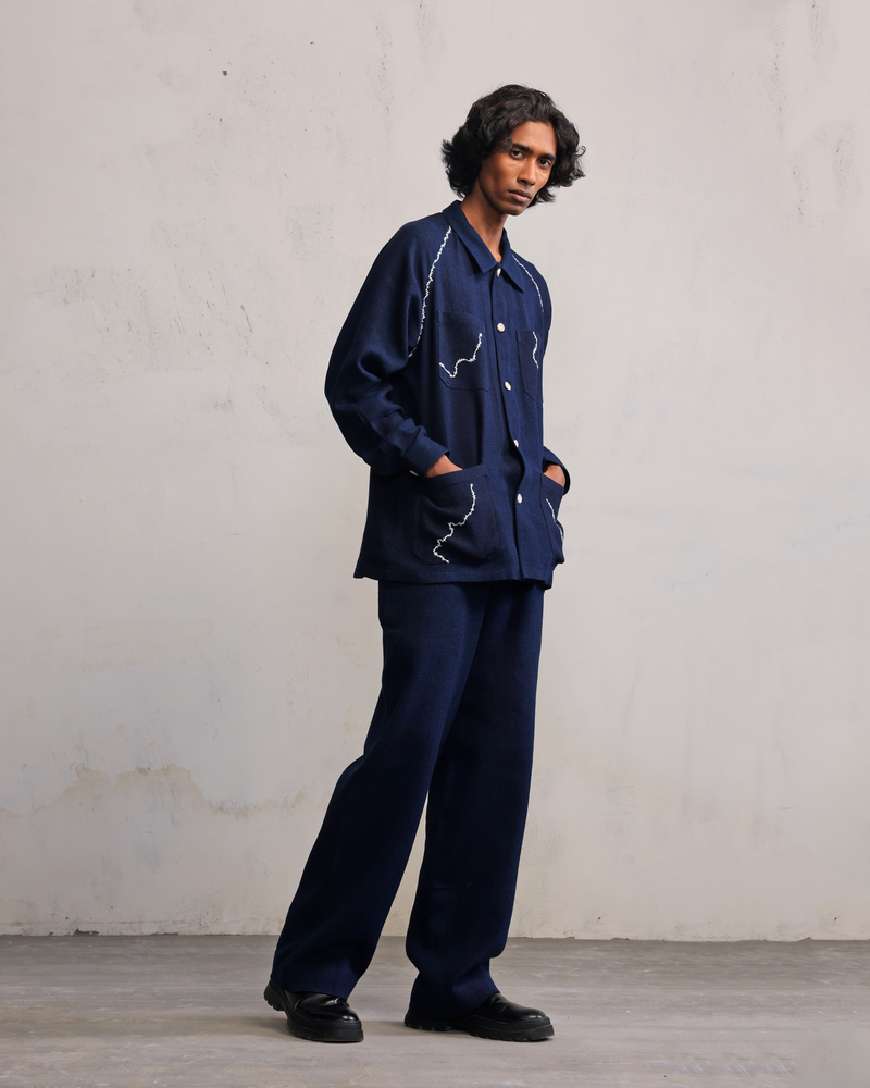 Fractured line patch pocket overshirt