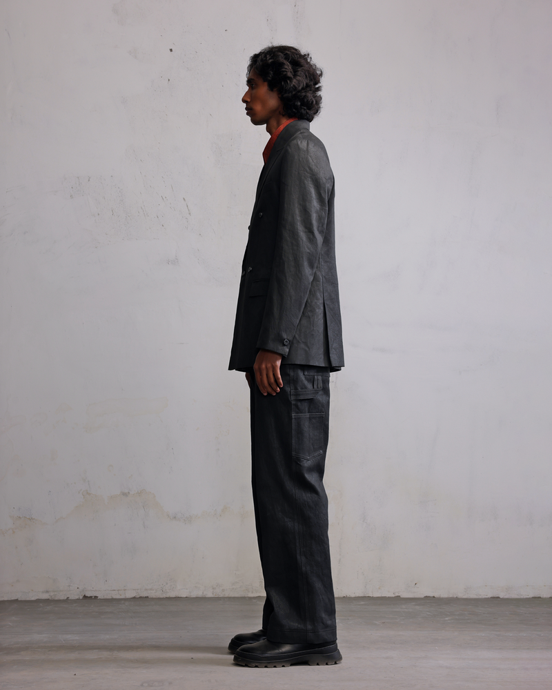 Metal coated double breasted blazer