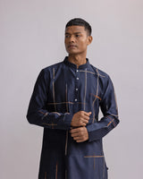 Placement Checks Hand Embroidered Olive Kurta Set
