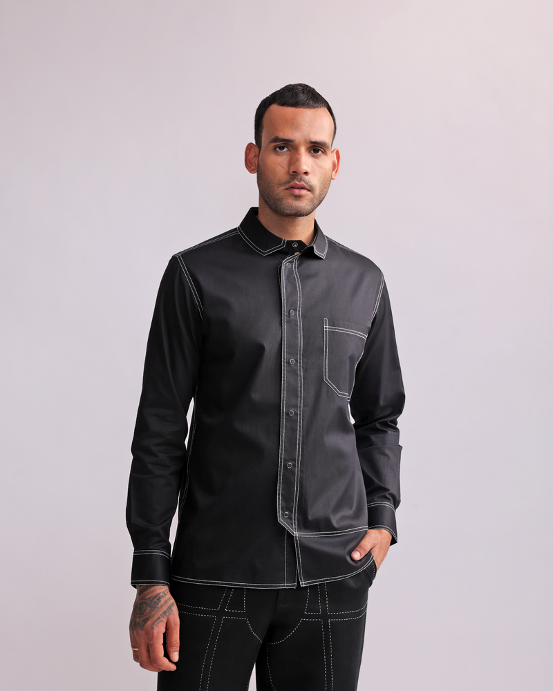 LETTER-FOLD TOP STITCHED SHIRT