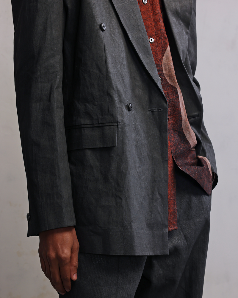 Metal coated double breasted blazer