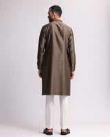Multi-direction Hand Embroidered Olive Kurta Set