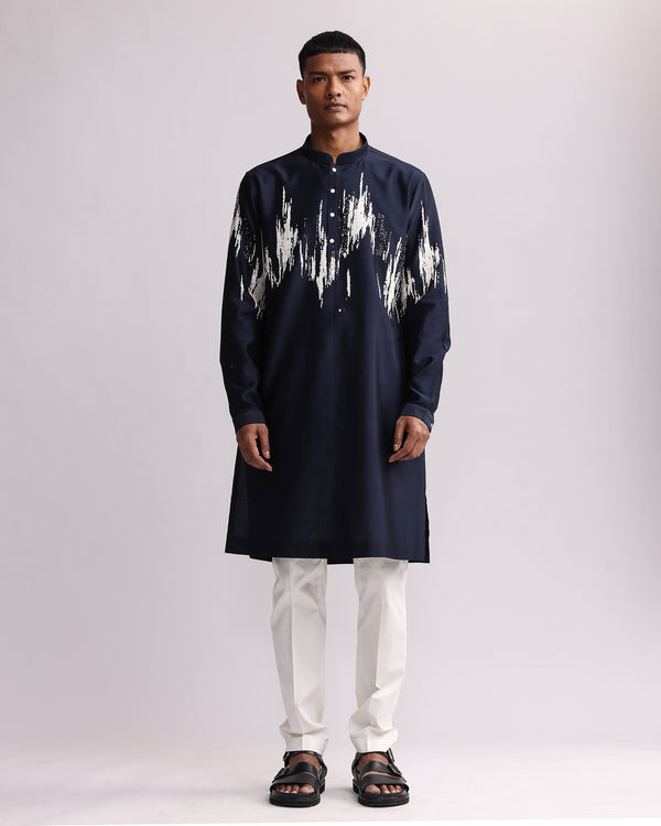 Ikat Shadow Hand Embroidered Kurta Set