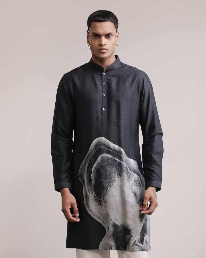 Obscured Halo Silk Print Kurta