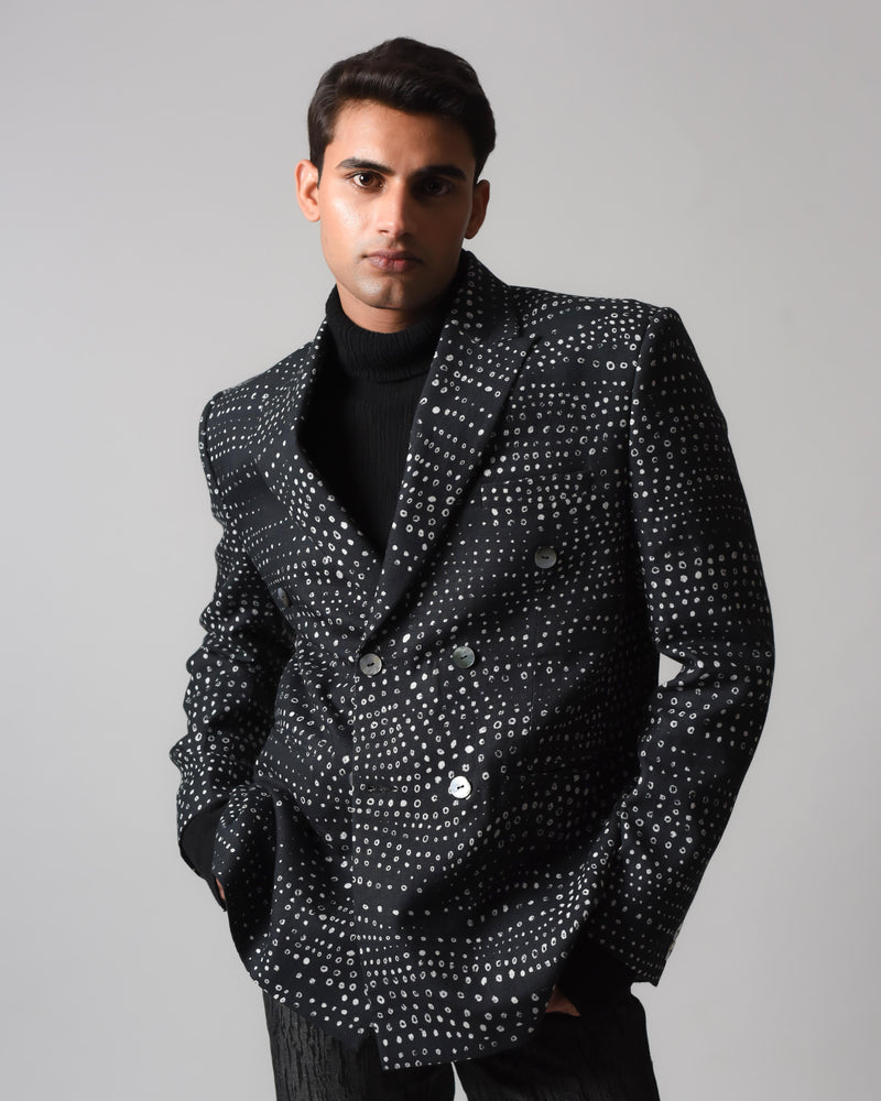 Aboriginal Linen Double-breasted Blazer