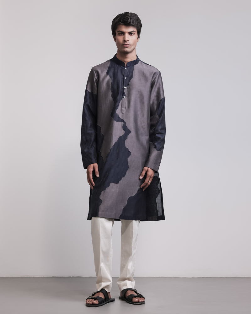 Torn Canvas Appliqué Kurta Set