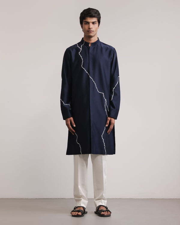 Fractured Lines Front-Open Kurta Set