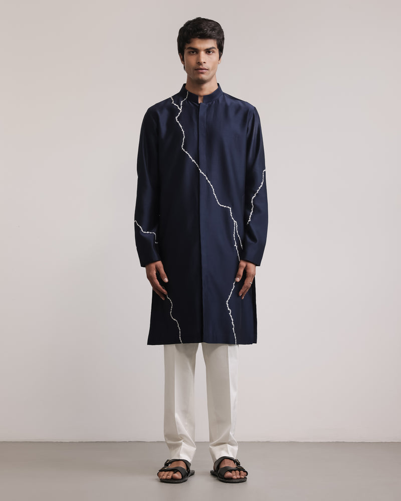 Fractured Lines Front-Open Kurta Set