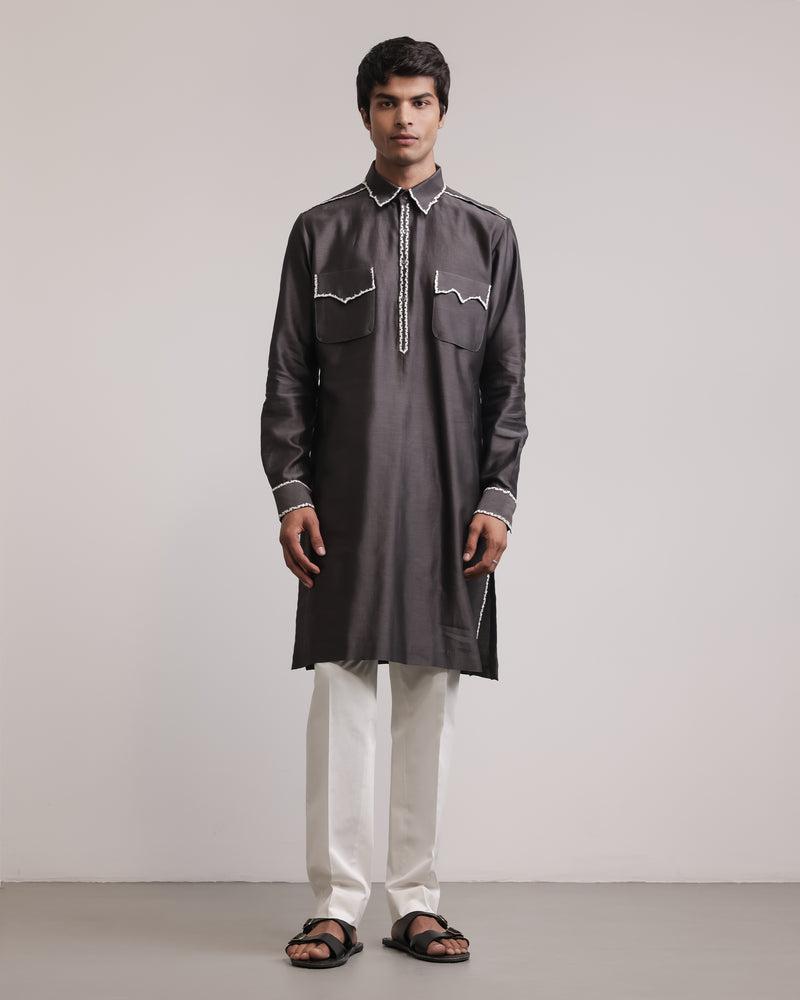 Fractured Lines Pocket Kurta Set