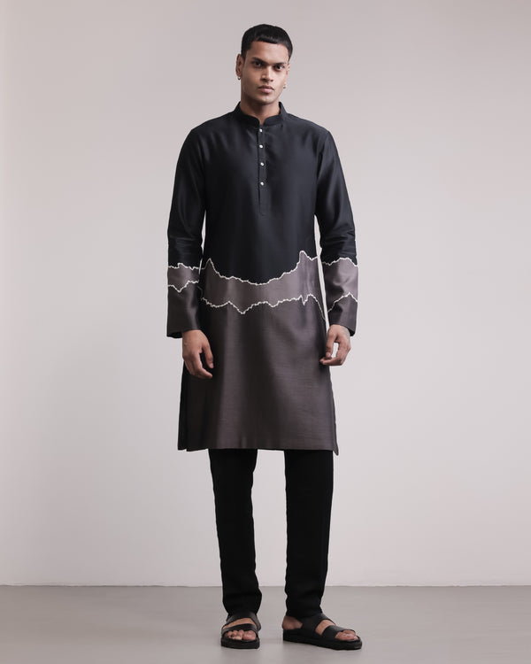 Fractured Gradient Patchwork Kurta Set