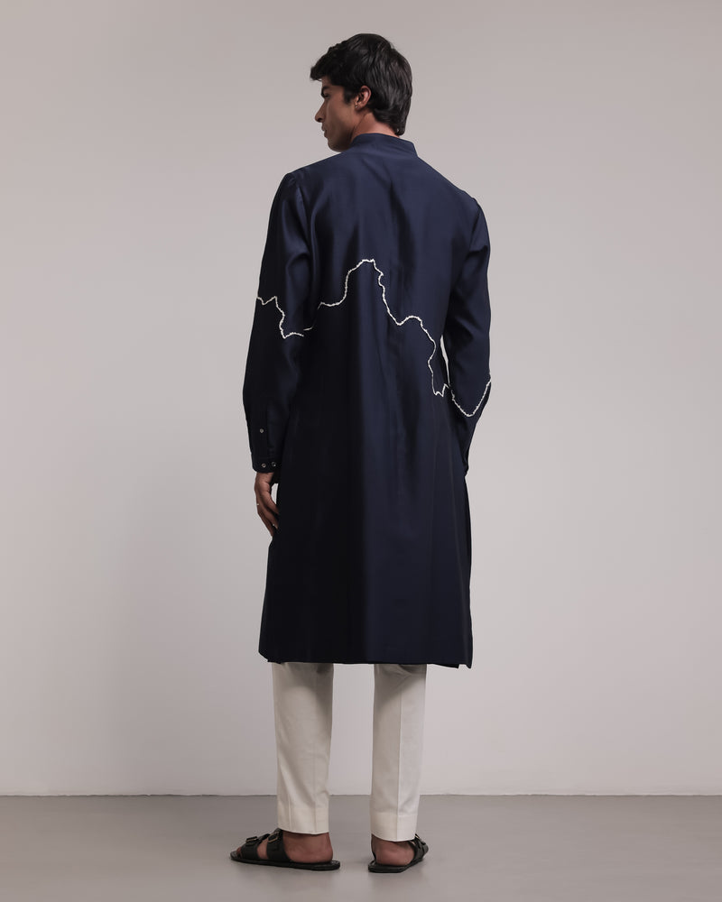 Fractured Lines Front-Open Kurta Set