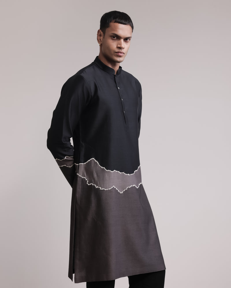 Fractured Gradient Patchwork Kurta Set