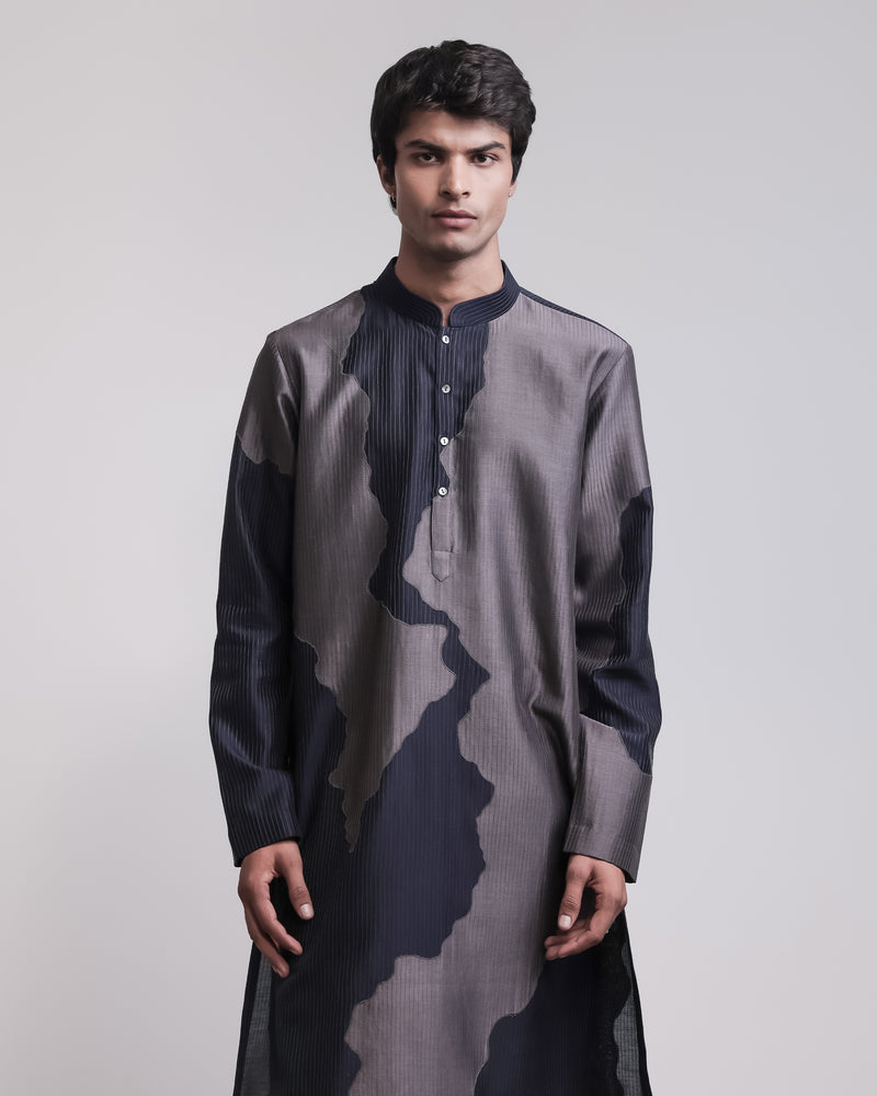 Torn Canvas Appliqué Kurta Set