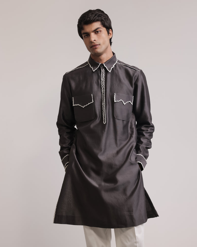 Fractured Lines Pocket Kurta Set