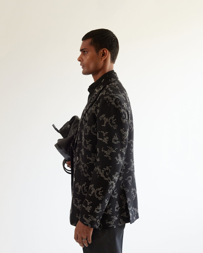 Camo-block  Hand-embroidered Double-breasted Jacket