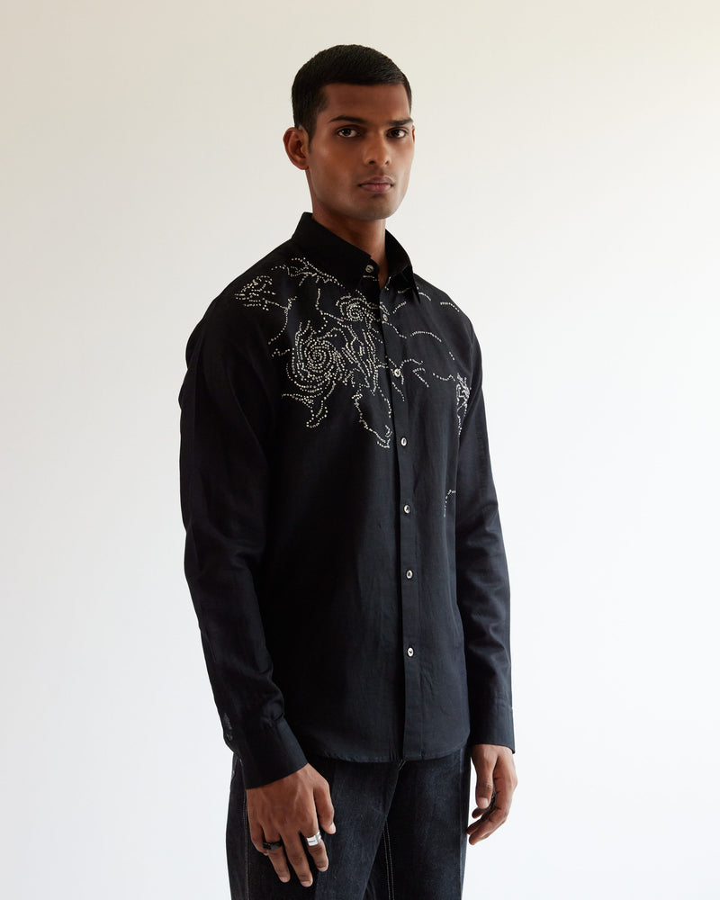 Black Hole Embroidered Shirt –