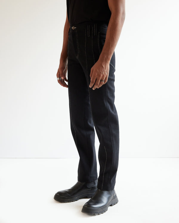 Dart Embroidered Denim Black