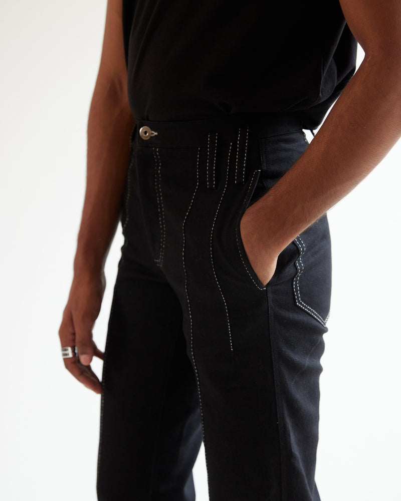 Dart Embroidered Denim Black