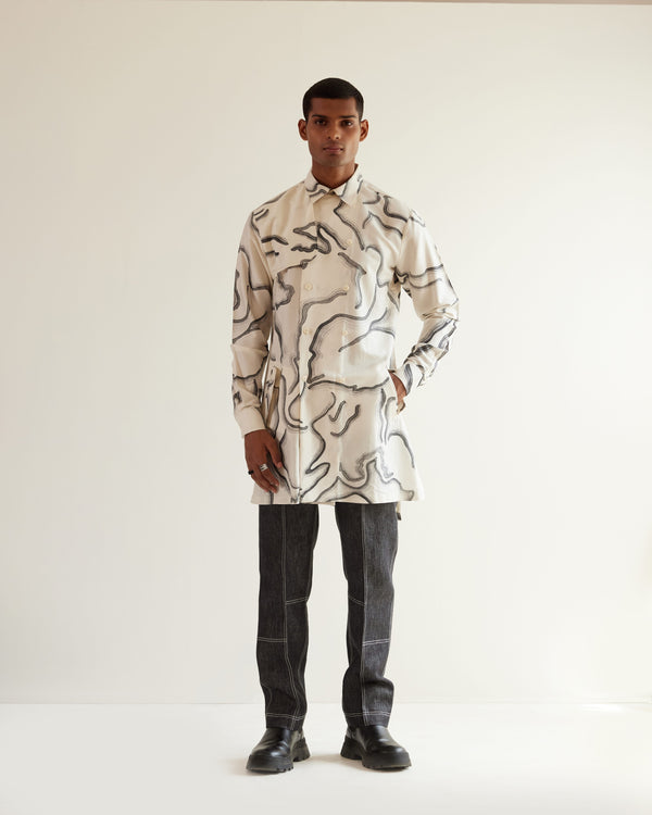 Desert Print Trench Kurta