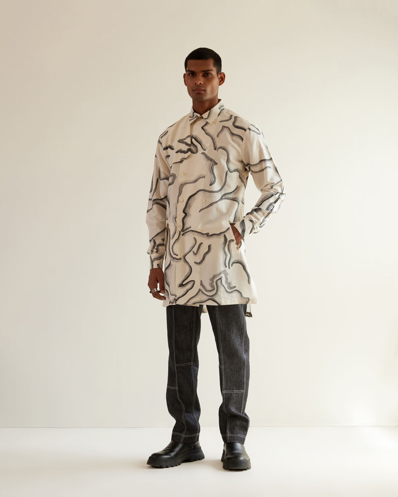 Desert Print Trench Kurta